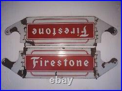 Vintage Porcelain Enamel Sign Firestone Tyre Cut Out Stand Service Station Sign