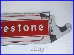 Vintage Porcelain Enamel Sign Firestone Tyre Cut Out Stand Service Station Sign