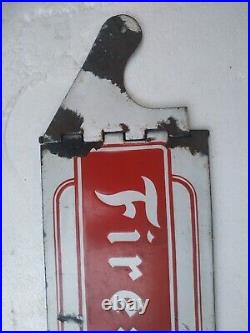 Vintage Porcelain Enamel Sign Firestone Tyre Cut Out Stand Service Station Sign