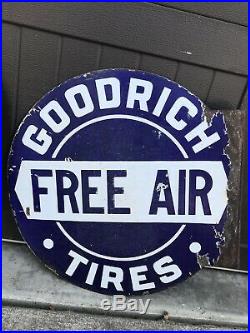 Vintage Porcelain GOODRICH TIRES FREE AIR Sign Gas Oil Gasoline Sign Eco Meter