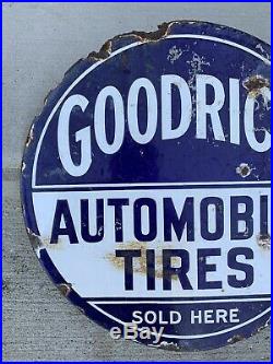 Vintage Porcelain Goodrich Automobile Tires Flange Sign Advertising Sign