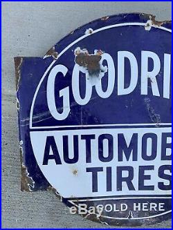 Vintage Porcelain Goodrich Automobile Tires Flange Sign Advertising Sign