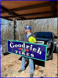 Vintage Porcelain Goodrich Tire Battery Sign Gasoline Gas Oil 60 in