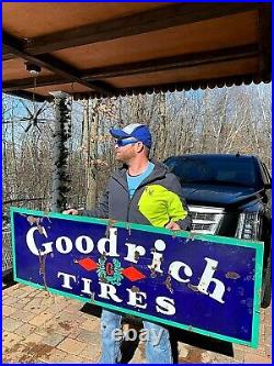 Vintage Porcelain Goodrich Tire Battery Sign Gasoline Gas Oil 60 in