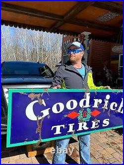 Vintage Porcelain Goodrich Tire Battery Sign Gasoline Gas Oil 60 in