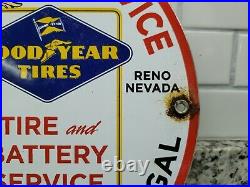 Vintage Porcelain Goodyear Sign Las Vegas Reno Gas Oil Sales Auto Tire Service