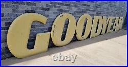 Vintage Porcelain Goodyear Tires Advertising Sign Dealer Letters Gas Oil Pump