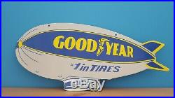 Vintage Porcelain Goodyear Tires Service Station Double Sided Dealership Sign