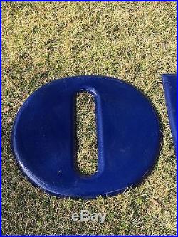 Vintage Porcelain Goodyear Tires Sign Blue Letters Wing Foot Gas Oil Station 24