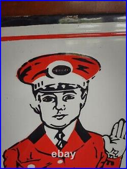 Vintage Porcelain Hood Tire Service Station Advertising Sign
