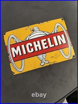 Vintage Porcelain Michelin Enamel Metal Sign Plate Size 12x 8 Inches