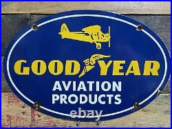 Vintage Porcelain Sign 1939 Goodyear Automobile Tires Auto Parts Gas Station Oil