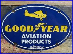 Vintage Porcelain Sign 1939 Goodyear Automobile Tires Auto Parts Gas Station Oil