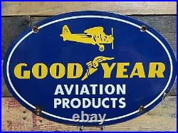 Vintage Porcelain Sign 1939 Goodyear Automobile Tires Auto Parts Gas Station Oil