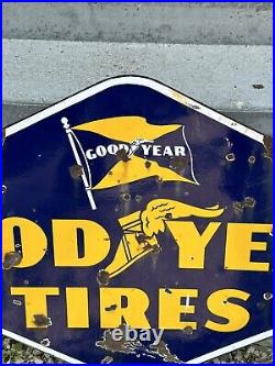 Vintage Porcelain Sign Goodyear Tires Curb Sign