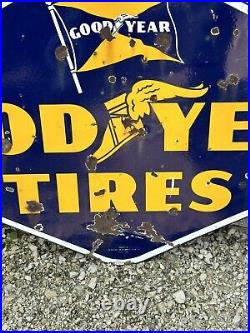 Vintage Porcelain Sign Goodyear Tires Curb Sign