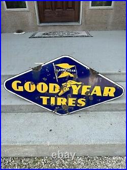 Vintage Porcelain Sign Goodyear Tires Curb Sign