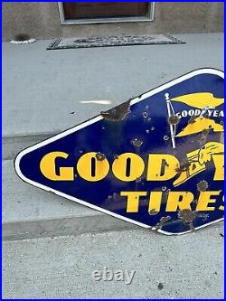 Vintage Porcelain Sign Goodyear Tires Curb Sign