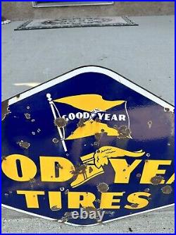 Vintage Porcelain Sign Goodyear Tires Curb Sign