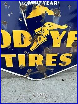 Vintage Porcelain Sign Goodyear Tires Curb Sign