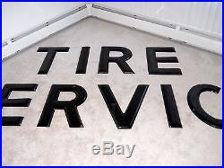 Vintage Porcelain Tire Service Sign Letters 24 Gas Station Oil