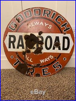 Vintage Porcelian Goodrich Tires Railroad Sign 100% Original