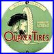 Vintage-Quaker-Tires-Porcelain-Sign-Gas-Station-Pump-Motor-Oil-Service-01-evs