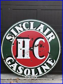 Vintage RARE Porcelain SINCLAIR HC Gasoline OIL TIRE AUTO Sign 48