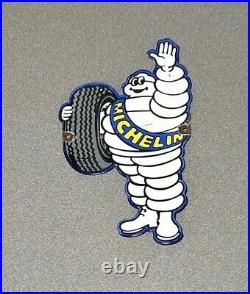 Vintage Rare 12 Michelin Man Tire Porcelain Sign Car Gas Truck