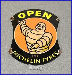 Vintage Rare 14 Michelin Tires Man Porcelain Sign Car Gas Truck