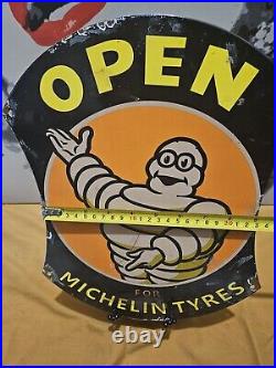 Vintage Rare 14 Michelin Tires Man Porcelain Sign Car Gas Truck