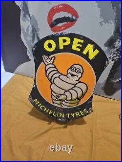 Vintage Rare 14 Michelin Tires Man Porcelain Sign Car Gas Truck