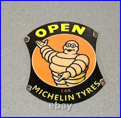 Vintage Rare 14 Michelin Tires Porcelain Sign Car Gas Oil Truck Gasoline