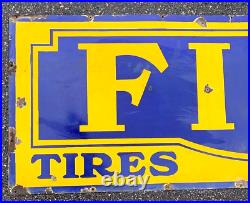 Vintage Rare 72 inch Porcelain Fisk Tire Oil Gas Gasoline Sign Service Station