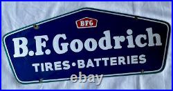 Vintage Rare Domed Bf Goodrich 20 Tires Batteries Porcelain Sign Car Gas Oil