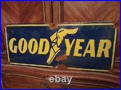 Vintage Rare Good Year Tire Sign Porcelain Enamel Advertising Gas Pump Ad