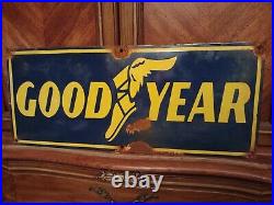 Vintage Rare Good Year Tire Sign Porcelain Enamel Advertising Gas Pump Ad