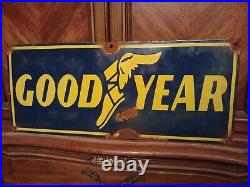 Vintage Rare Good Year Tire Sign Porcelain Enamel Advertising Gas Pump Ad