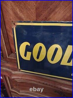 Vintage Rare Good Year Tire Sign Porcelain Enamel Advertising Gas Pump Ad