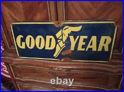 Vintage Rare Good Year Tire Sign Porcelain Enamel Advertising Gas Pump Ad