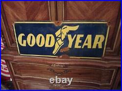 Vintage Rare Good Year Tire Sign Porcelain Enamel Advertising Gas Pump Ad