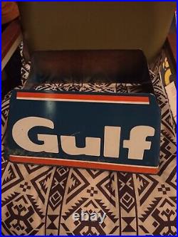 Vintage Rare Gulf Gasoline Metal Display Rack Sign Gas Station Tire Stand