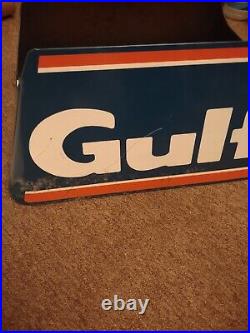 Vintage Rare Gulf Gasoline Metal Display Rack Sign Gas Station Tire Stand