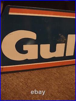 Vintage Rare Gulf Gasoline Metal Display Rack Sign Gas Station Tire Stand