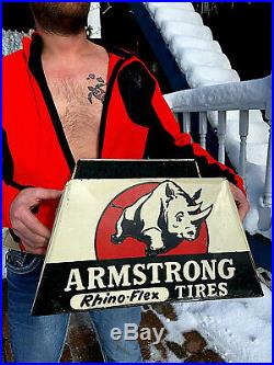 Vintage Rare Lg Metal Rhino Flex Armstrong Tire Rack Display Sign Gasoline Oil