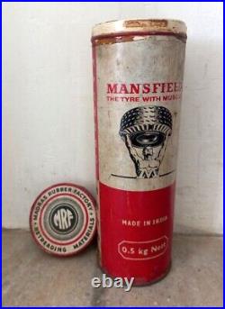 Vintage Rare Mansfield The Tyre With Muscle Cushion Compound Ad Litho Tin Box