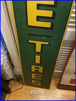Vintage Rare Masonite Ww2 Horizontal Lee Tires Sign Labeled For 1944