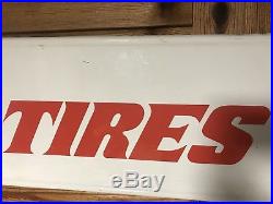 Vintage Rare Metal Monarch Tires Sign Not Porcelain Large 60x12 Gas Station