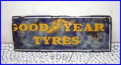 Vintage Rare Original Good Year Porcelain Sign Old Good Year Tyre Enamel Sign