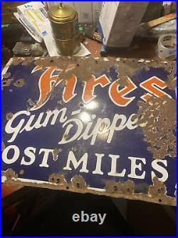 Vintage Rare Porcelain Firestone Gum Dipped Tire Sign48WX20H